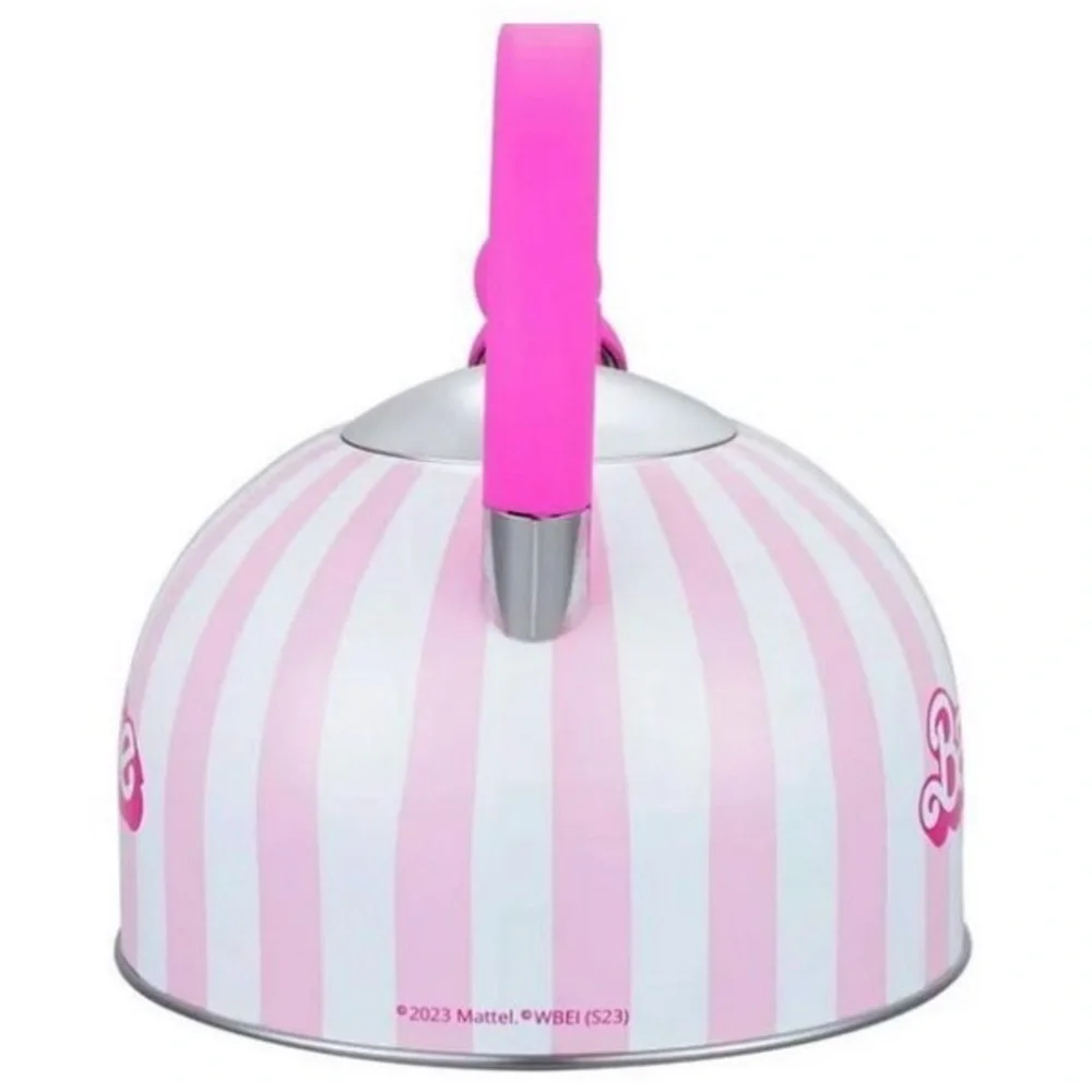 Barbie Pink & White Striped Whistling Stovetop Kettle